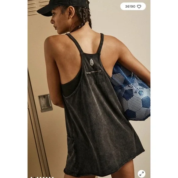 NEW Free People Movement Hot‎ Shot Mini Dress Size Large Black - Picture 2 of 9